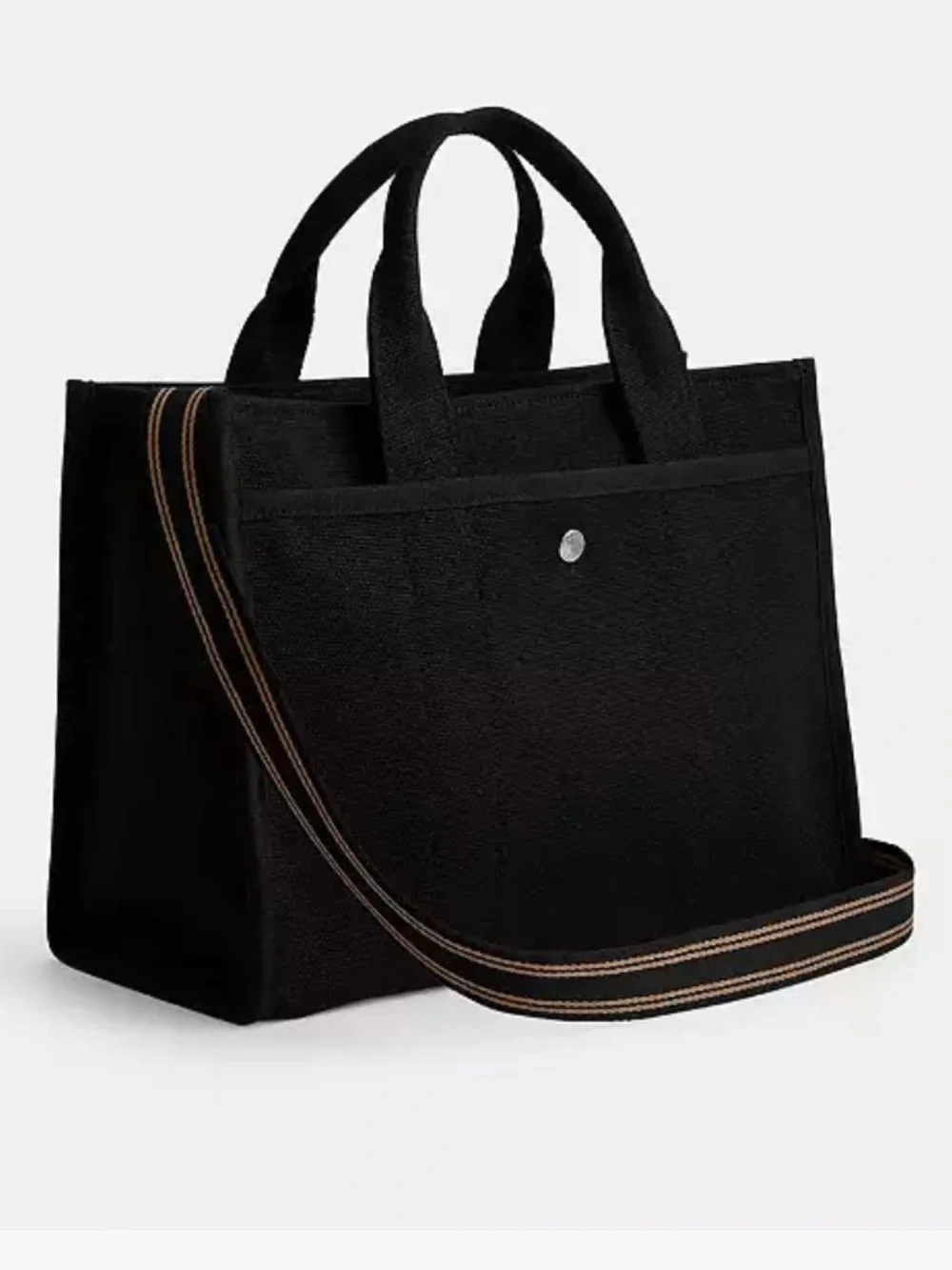 Coach Cargo Canvas Tote Black Tan Silver Adjustable/Removable Strap - Picture 11 of 11